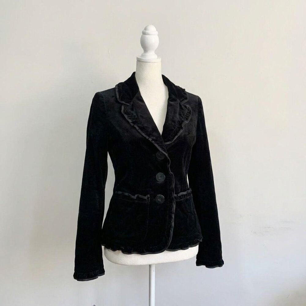 Vintage Military Napoleon Jacket Ruffle Gothic Grunge 90s Vamp Indie Sleaze - Picture 5 of 5